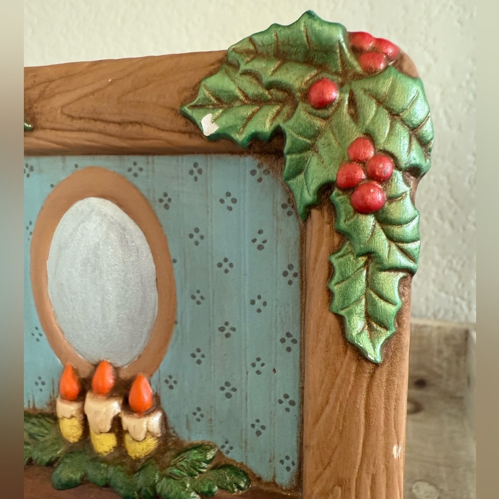 Vintage Festive Holiday Fireplace Ceramic Decor with Holly Accents - Picture 6 of 11